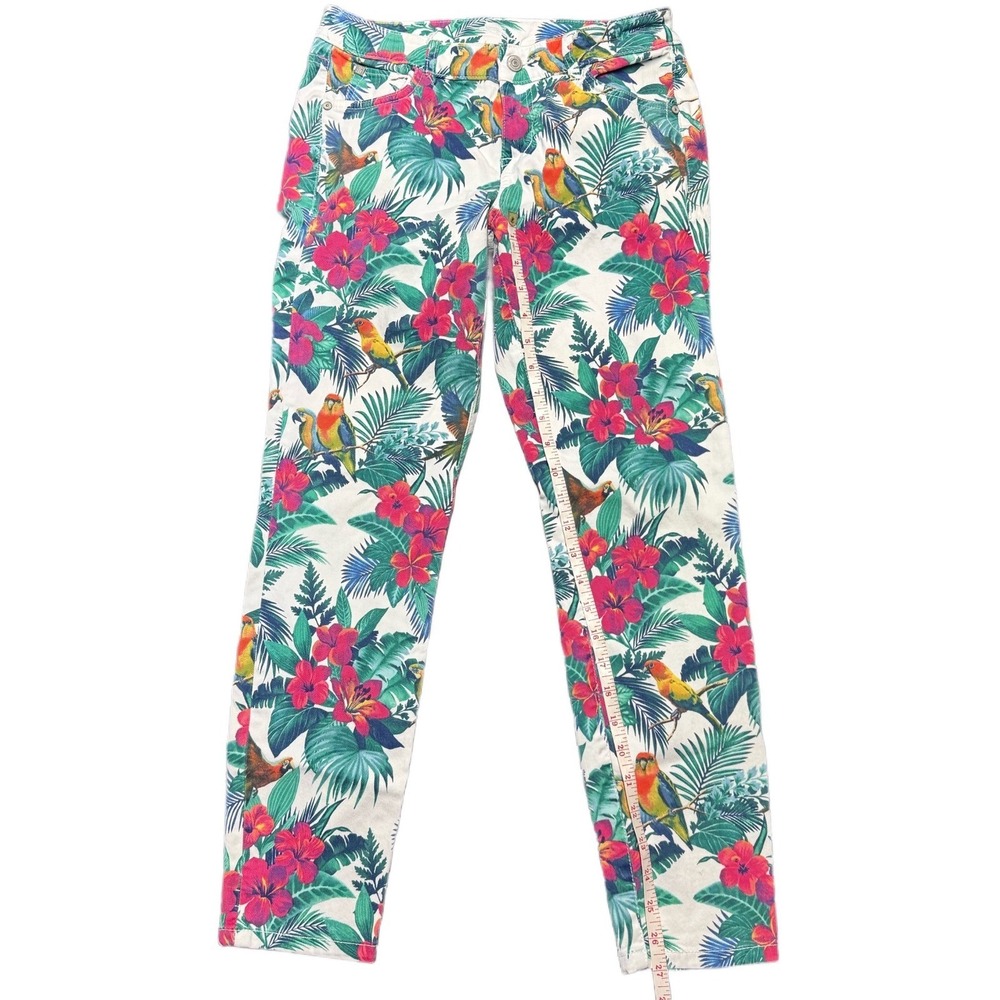 Tommy Bahama‎ Skinny Floral Parrot Print Pants Bright White Size 4 - Picture 6 of 9